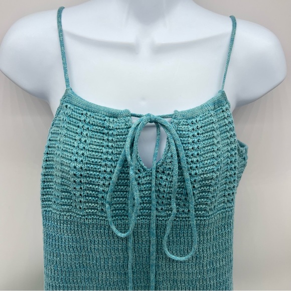 Olive & Oak Turquoise Knit Spaghetti Strap Drawstring Lined Dress-Size M - Picture 2 of 12